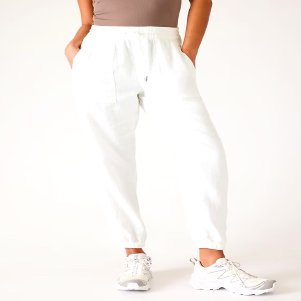 Athleta Retreat Linen Jogger, White, Size 10